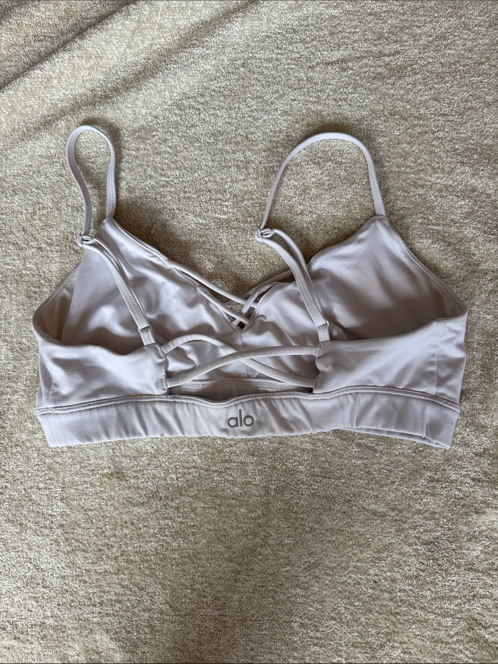 ALO Yoga Light Gray Wireless Bralette with Crisscross Front - Picture 2 of 3